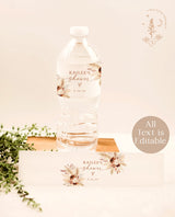 Boho Water Bottle Label | Pampas Grass Water Bottle Label