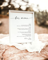 Minimalist Wedding Bar Menu | Modern Minimalist Bar Menu Sign