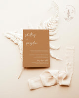 Desert Sand Wedding Invitation Template | Minimal Burnt Orange Wedding Invite