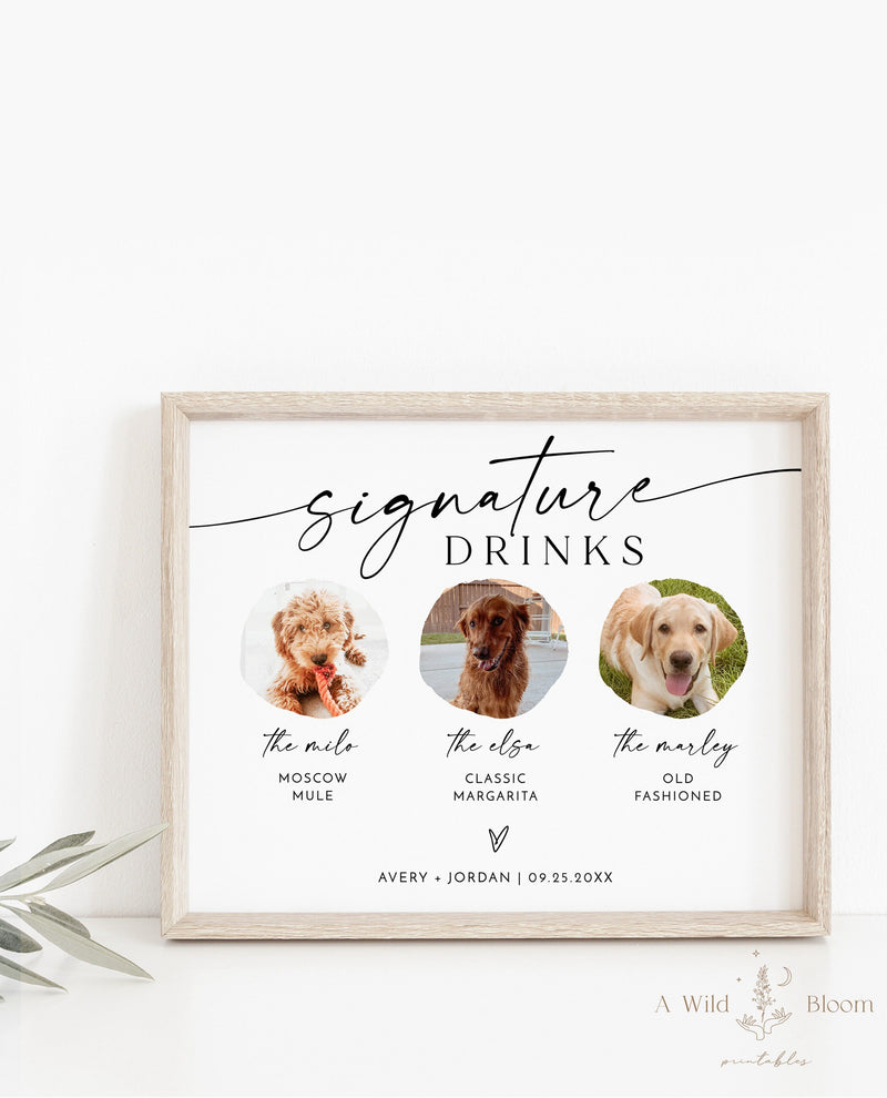 Dog Signature Drink Sign | Pet Signature Cocktail Sign 