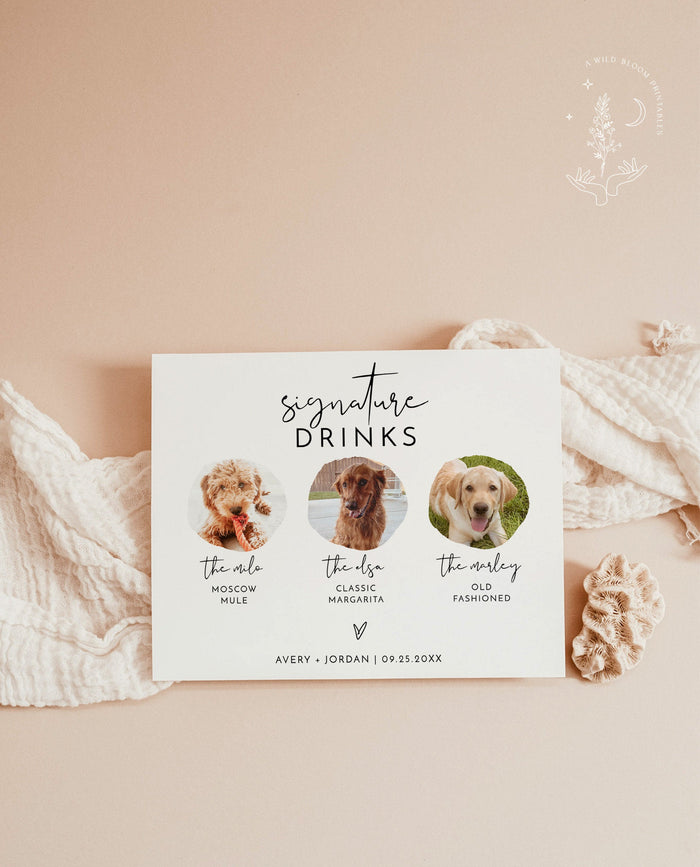 Dog Signature Drink Sign | Pet Signature Cocktail Sign