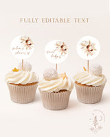 Boho Cupcake Toppers | Pampas Grass Baby Shower