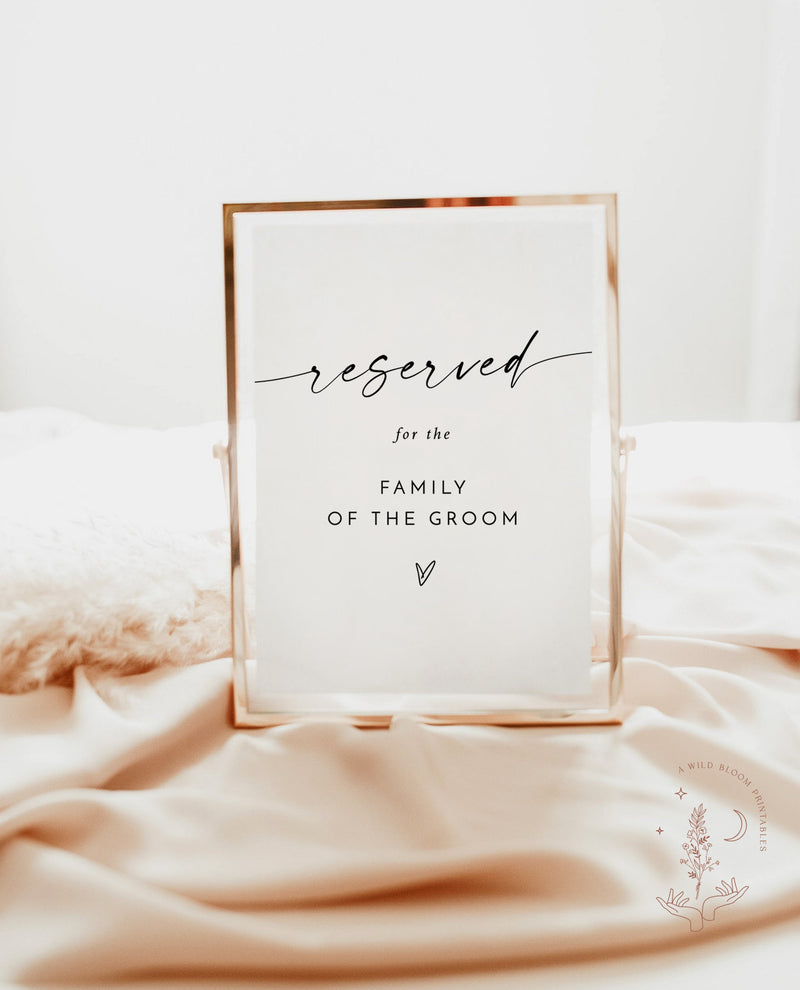 Wedding Reserved Signs | Minimalist Reserved Cards | Modern Wedding Reserved Sign | Minimalist Wedding Reserved Sign | M9