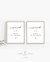 Wedding Reserved Signs | Minimalist Reserved Cards
