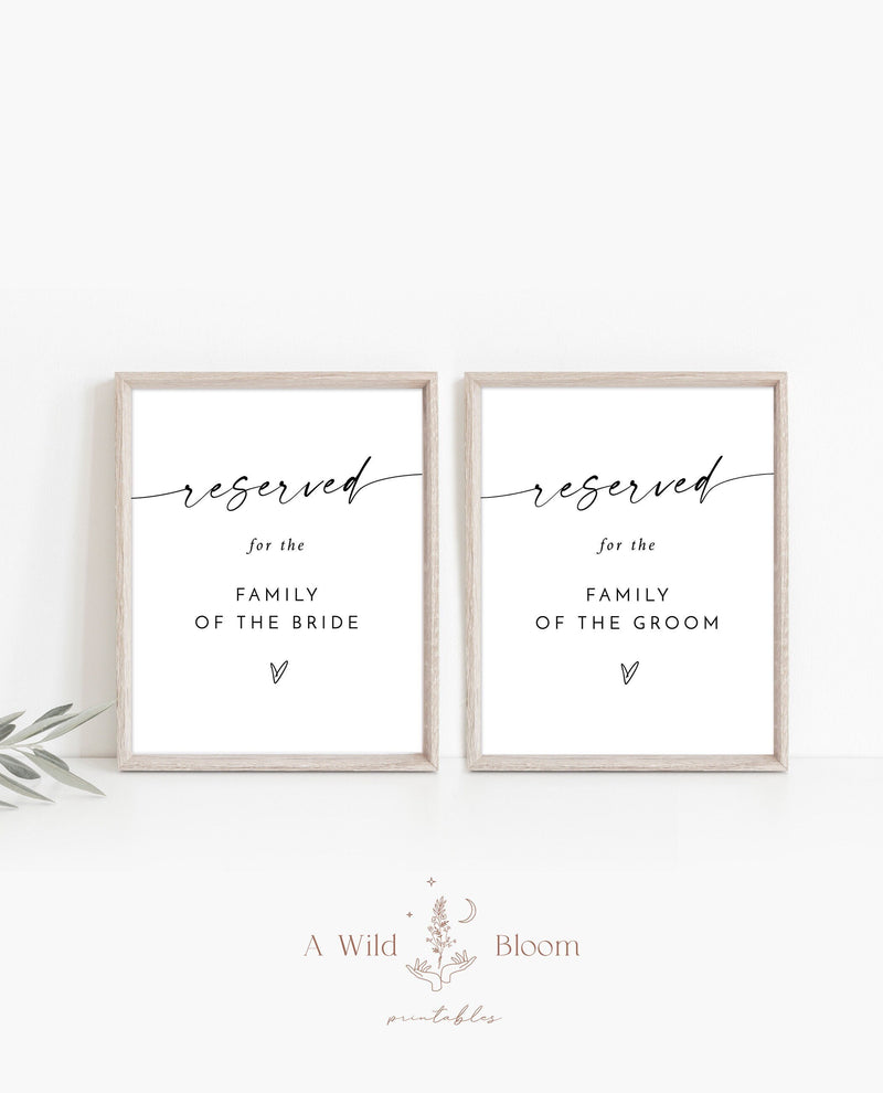 Wedding Reserved Signs | Minimalist Reserved Cards | Modern Wedding Reserved Sign | Minimalist Wedding Reserved Sign | M9