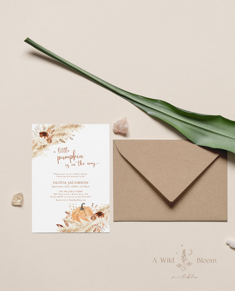Fall Baby Shower Invite | A Little Pumpkin is on the Way 