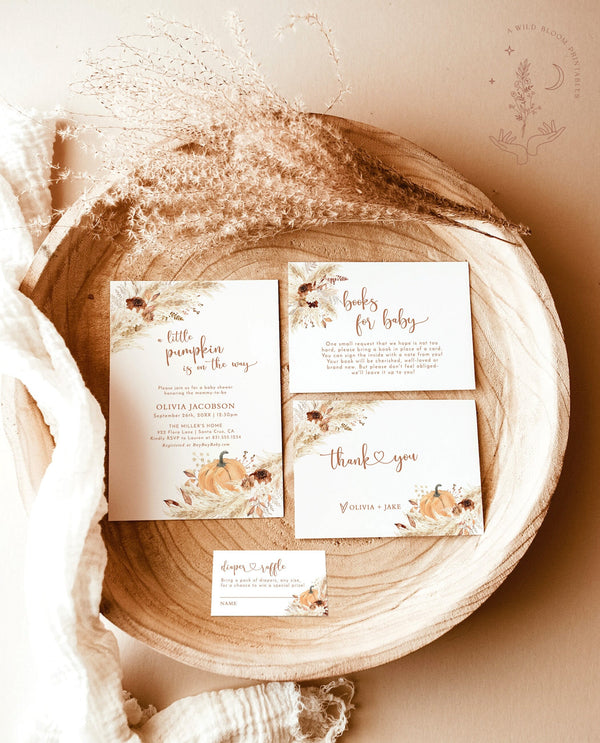 Fall Baby Shower Invite Bundle | A Little Pumpkin is On The Way 
