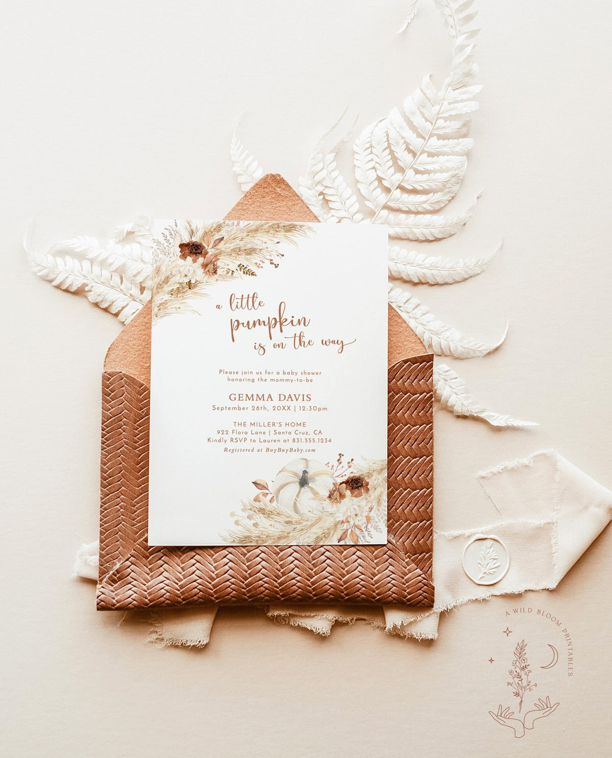 Fall Baby Shower Invite | A Little Pumpkin is on the Way