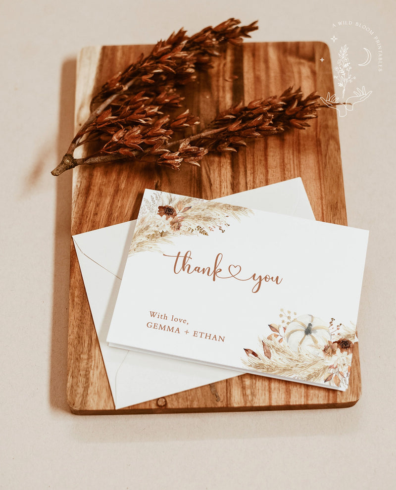 Boho Thank You Card Template | Fall Thank You Cards 