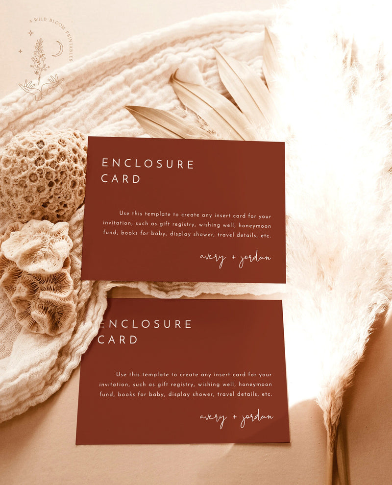 Terracotta Enclosure Card | Editable Wedding Invite Insert 