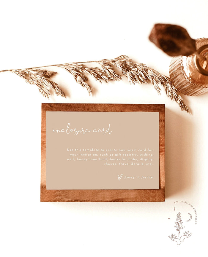 Minimalist Enclosure Card | Modern Wedding Invite Insert