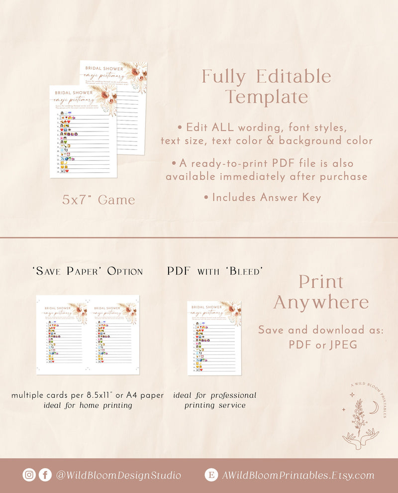 Emoji Pictionary Game | Bridal Shower Emoji Pictionary 