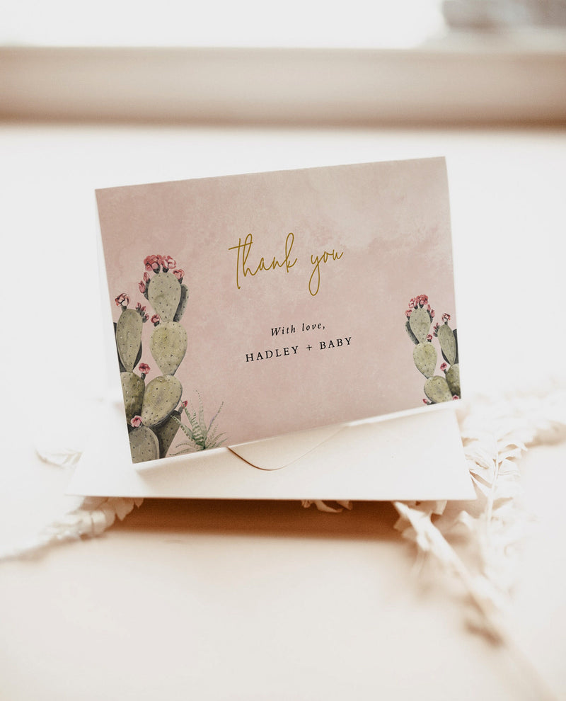 Cactus Thank You Cards Template | Editable Thank You Card 
