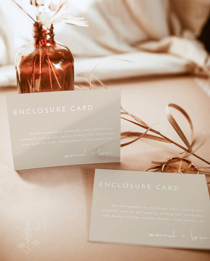 Beige Enclosure Card | Editable Wedding Invite Insert
