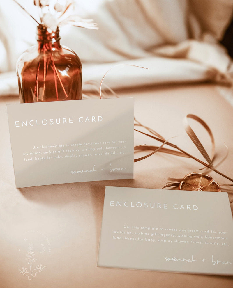Beige Enclosure Card | Editable Wedding Invite Insert 