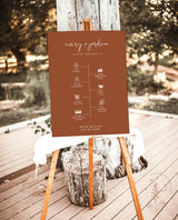 Burnt Orange Wedding Timeline Template | Welcome Timeline Poster 