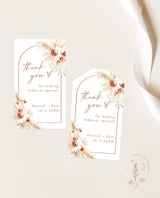 Pampas Grass Favor Tag Template | Burnt Orange Wedding Favor Tag