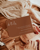 Minimalist Details Card | Terracotta Wedding Details Card 