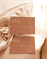 Minimalist Details Card | Burnt Orange Wedding Details Card
