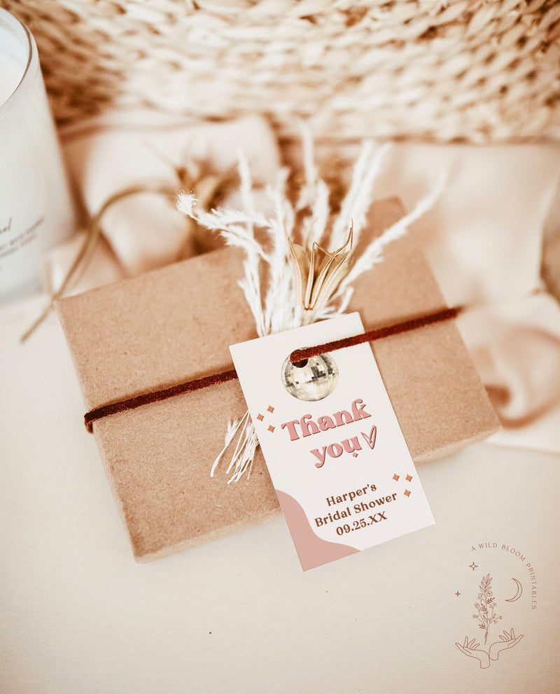 Retro Thank You Favor Tag Template | Vintage Baby Shower Tags 