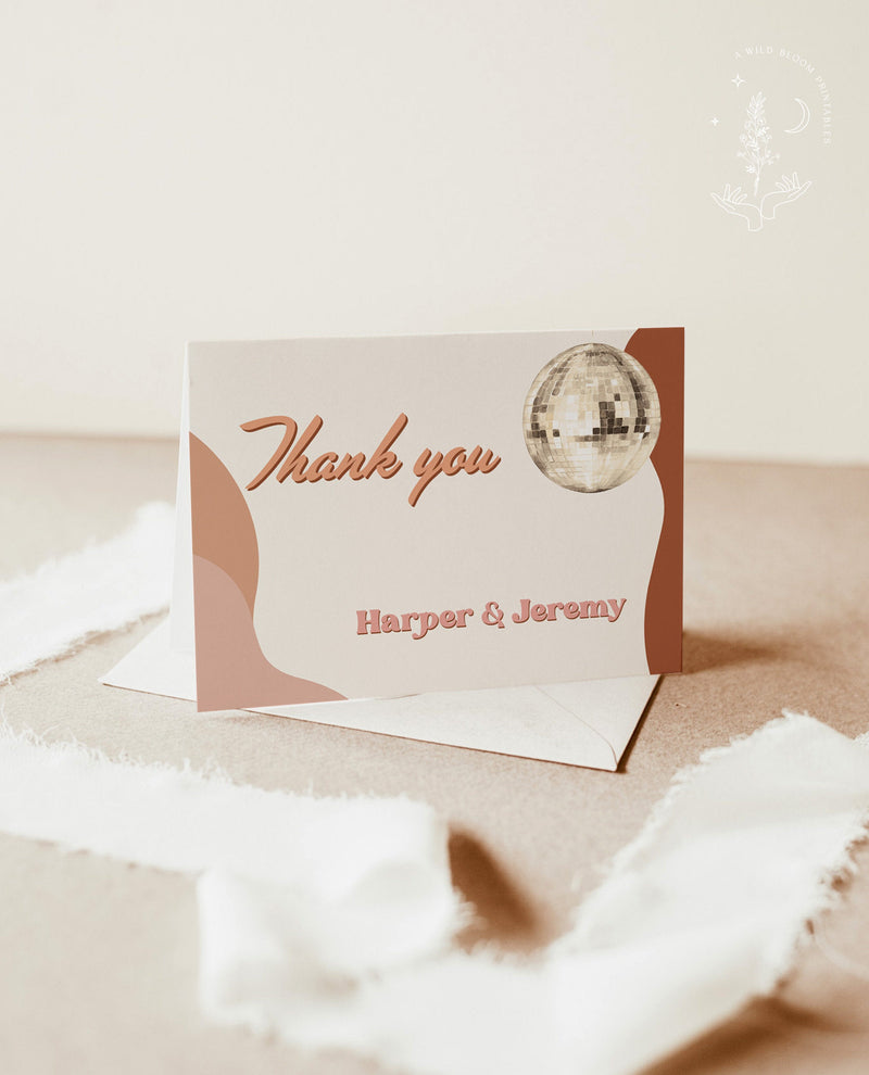 Retro Thank You Cards | Champagne Brunch Bridal Shower Thank You Cards 