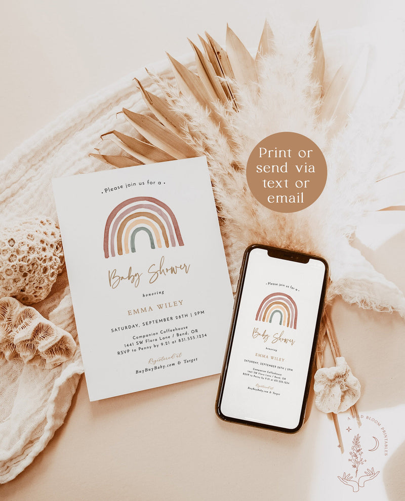 Rainbow Baby Shower Invitation | Gender Neutral Shower Invite 