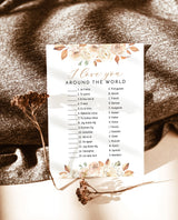 I Love You Around the World Game | Fall Bridal Shower Game 
