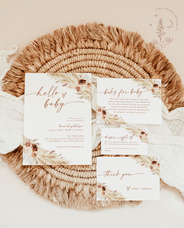 Boho Baby Shower Invitation | Girl Baby Shower Bundle
