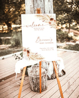 Boho Baby Shower Welcome Sign | Pampas Grass Baby Shower Welcome Poster