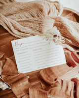 Bridal Shower Recipe Card Insert | Pampas Grass Recipe Card Template