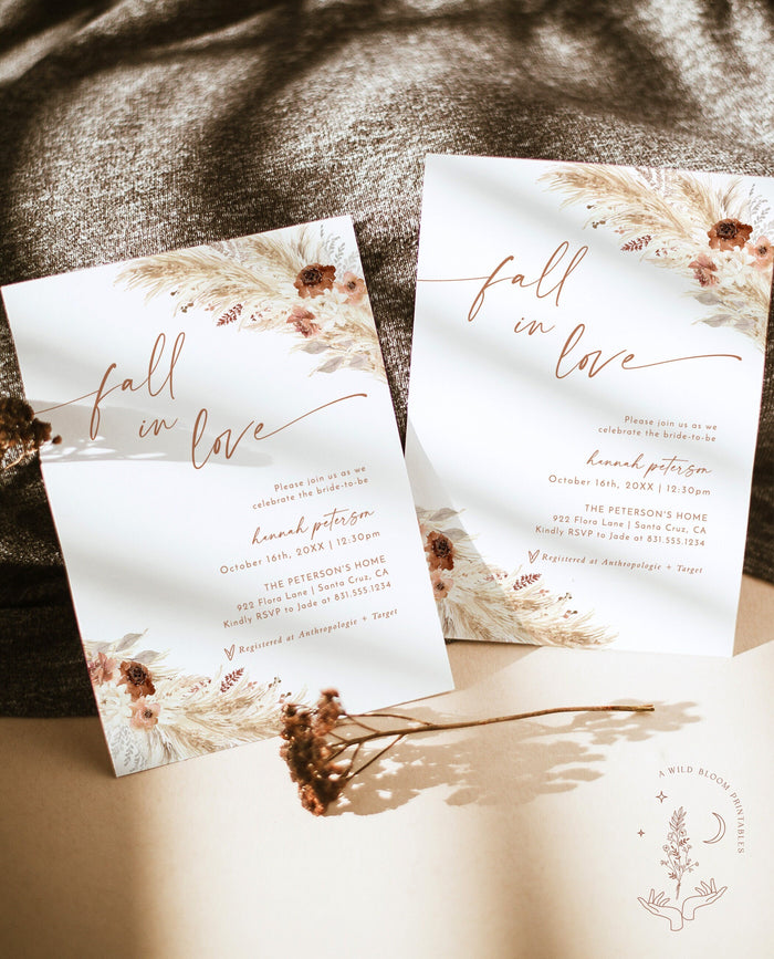 Boho Bridal Shower Invite | Fall in Love