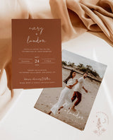 Minimalist Wedding Invitation Template | Editable Terracotta Wedding Invite 