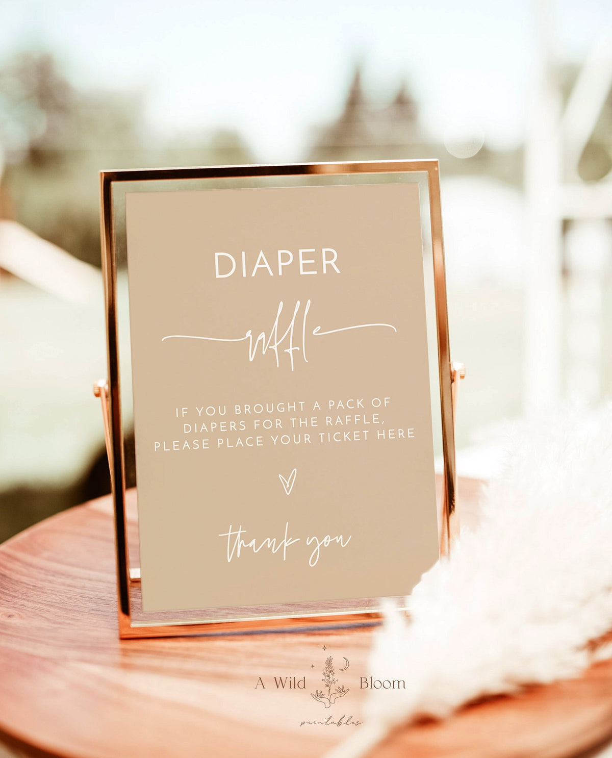 Diaper Raffle Baby Shower Sign | Boho Baby Shower Sign