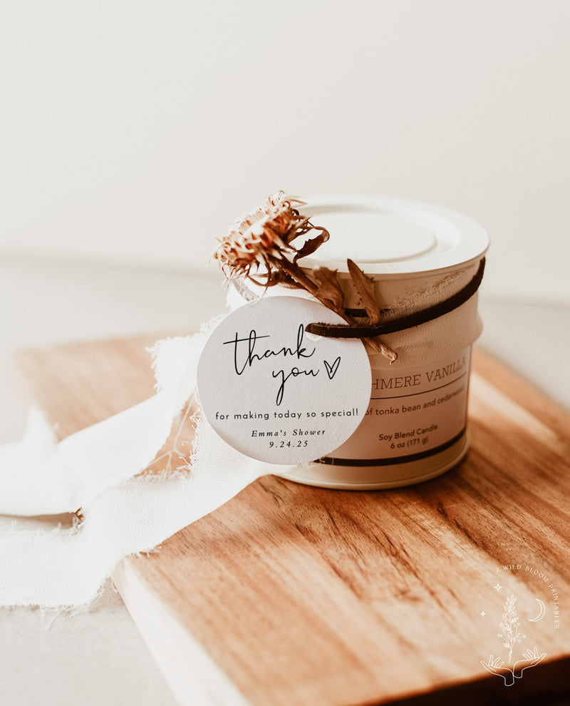 Modern Thank You Favor Tag | Shower Stickers 