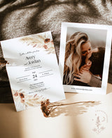 Boho Wedding Invitation Template | Fall Wedding Invite 
