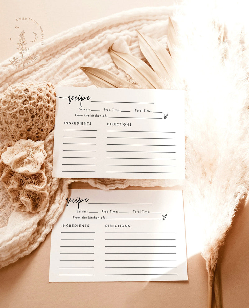Bridal Shower Recipe Card | Minimalist Recipe Card 