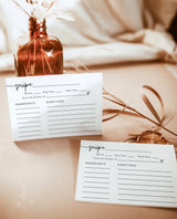 Bridal Shower Recipe Card | Minimalist Recipe Card