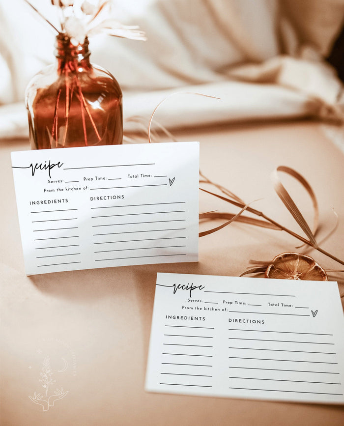 Bridal Shower Recipe Card | Minimalist Recipe Card