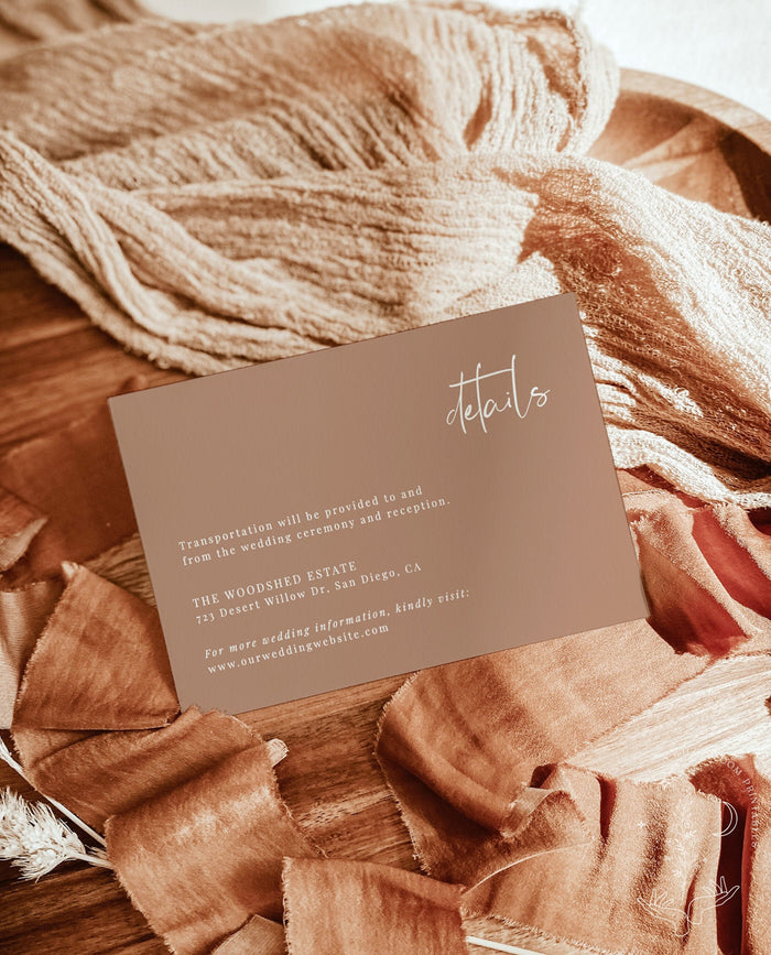 Minimalist Details Card | Modern Wedding Details Insert