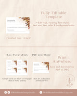 Fall Wedding RSVP Card | Terracotta Wedding Invitation Insert Card 
