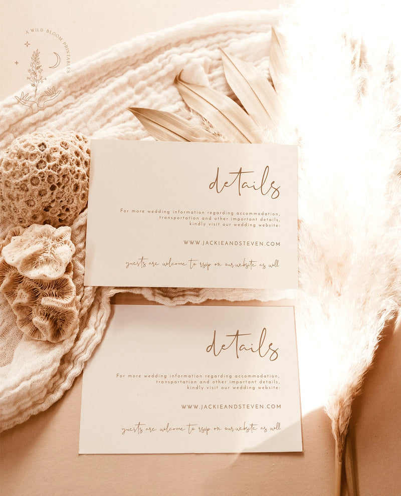 Beige Modern Wedding Invitation Suite Template | Minimalist Desert Wedding Invite 