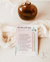 He Said She Said Bridal Shower Game | Fiesta Bridal Shower Game