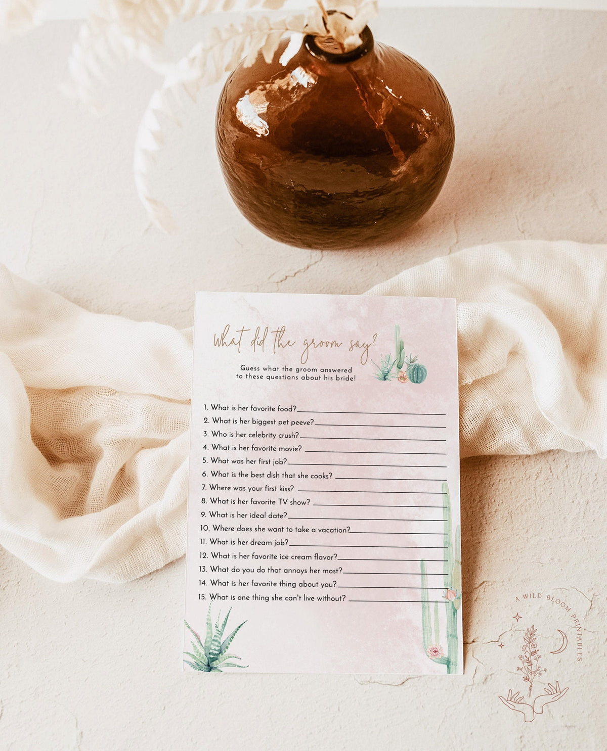 What Did the Groom Say Shower Game | Editable Couples Shower Game Template