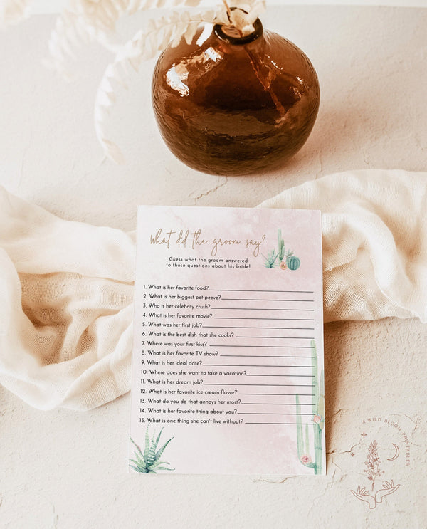 What Did the Groom Say Shower Game | Editable Couples Shower Game Template 