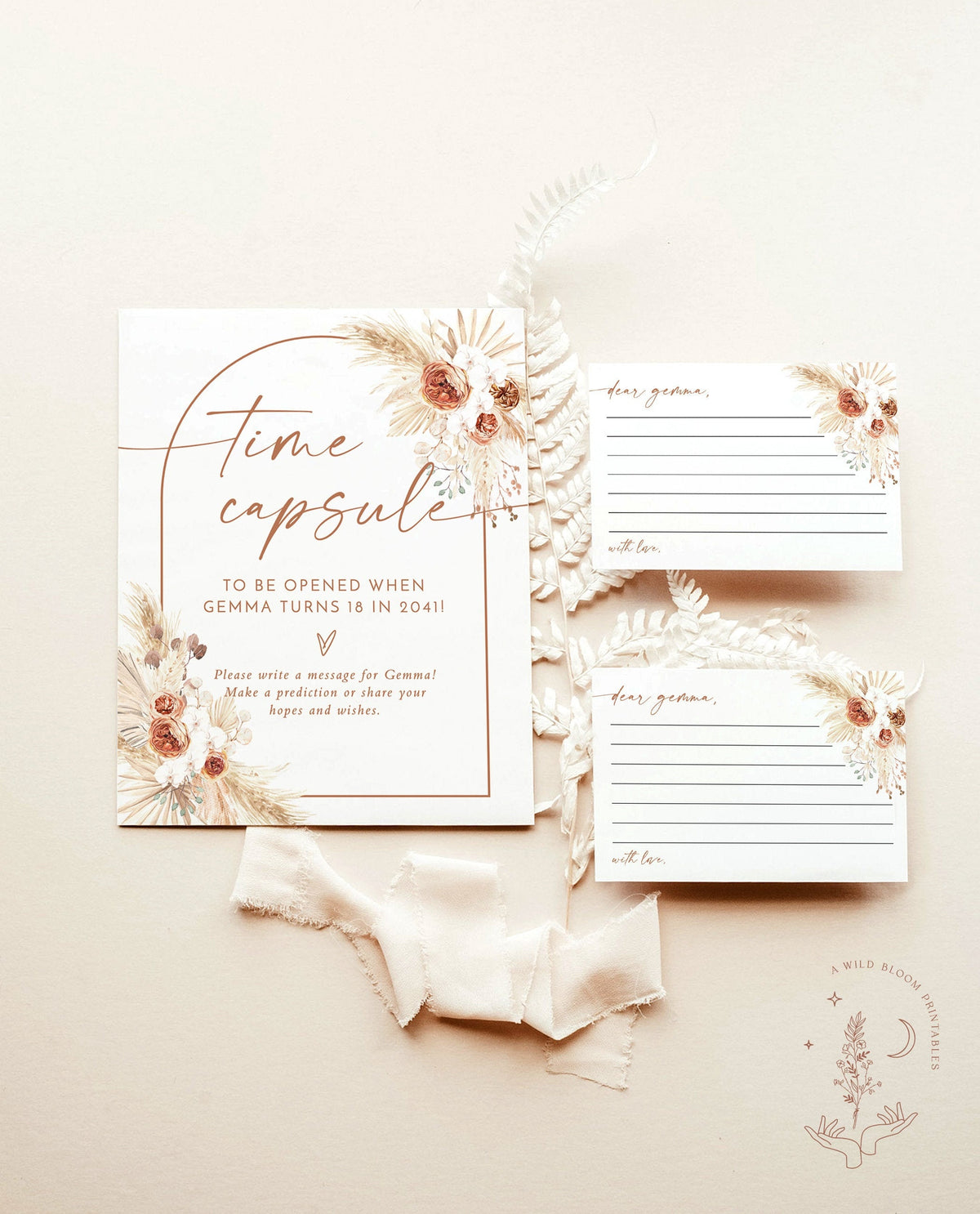 Boho Time Capsule | Pampas Grass Baby Shower