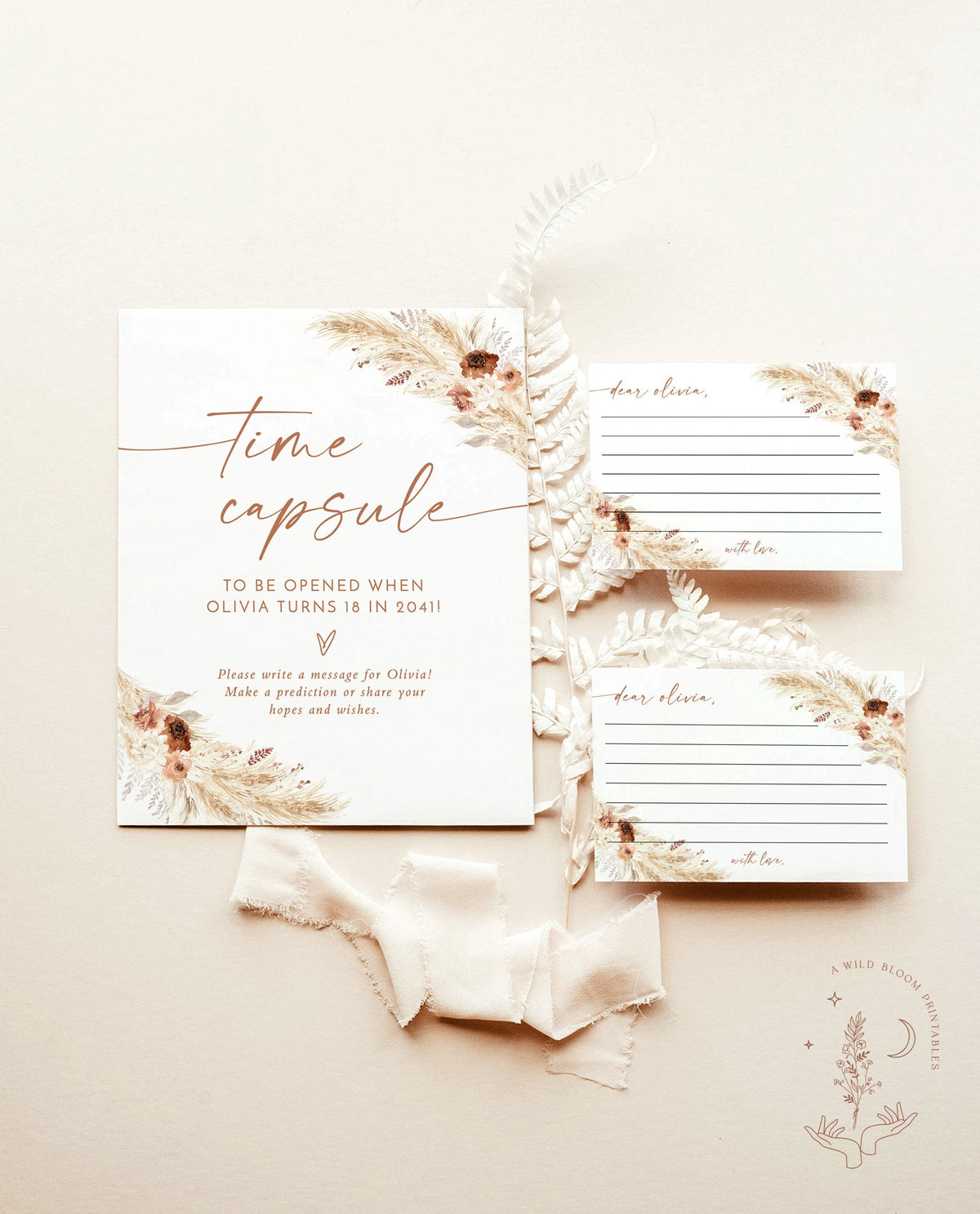 Boho Time Capsule | Pampas Grass Baby Shower