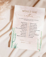 Would She Rather Bridal Shower Game | Desert Bridal Shower Trivia Game