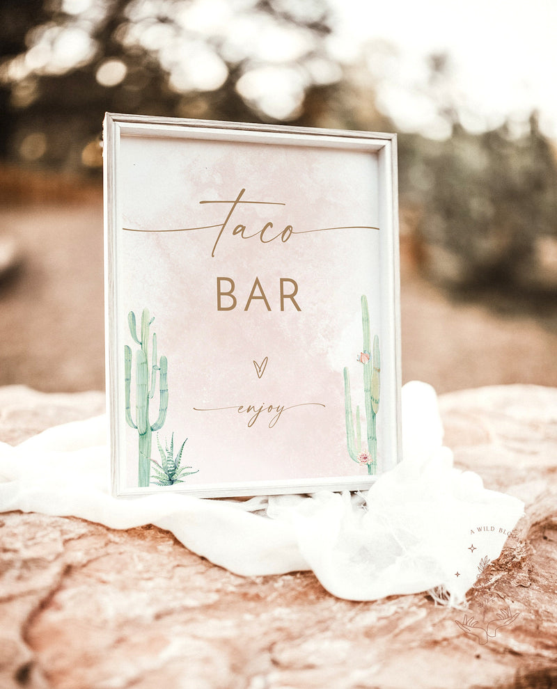 Bridal Shower Taco Bar Sign | Fiesta Taco Bar Sign 