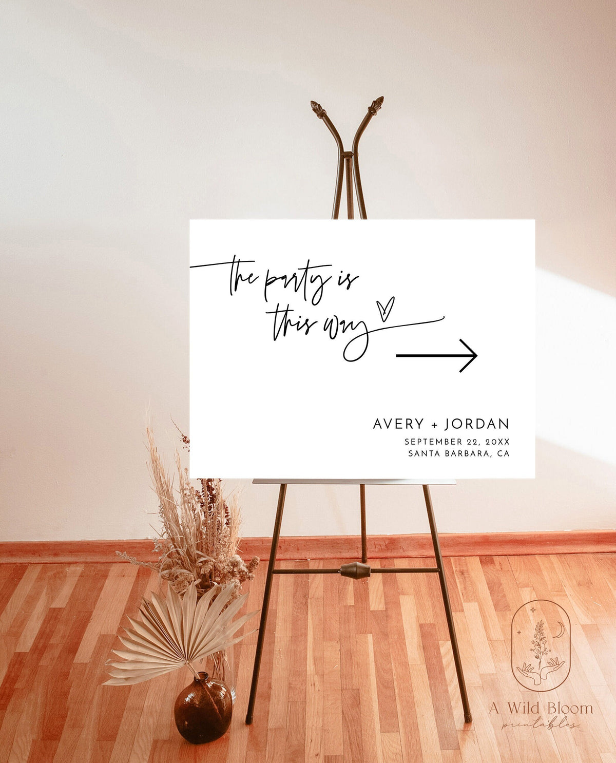 Wedding Direction Sign Template | Minimalist Wedding Direction Sign