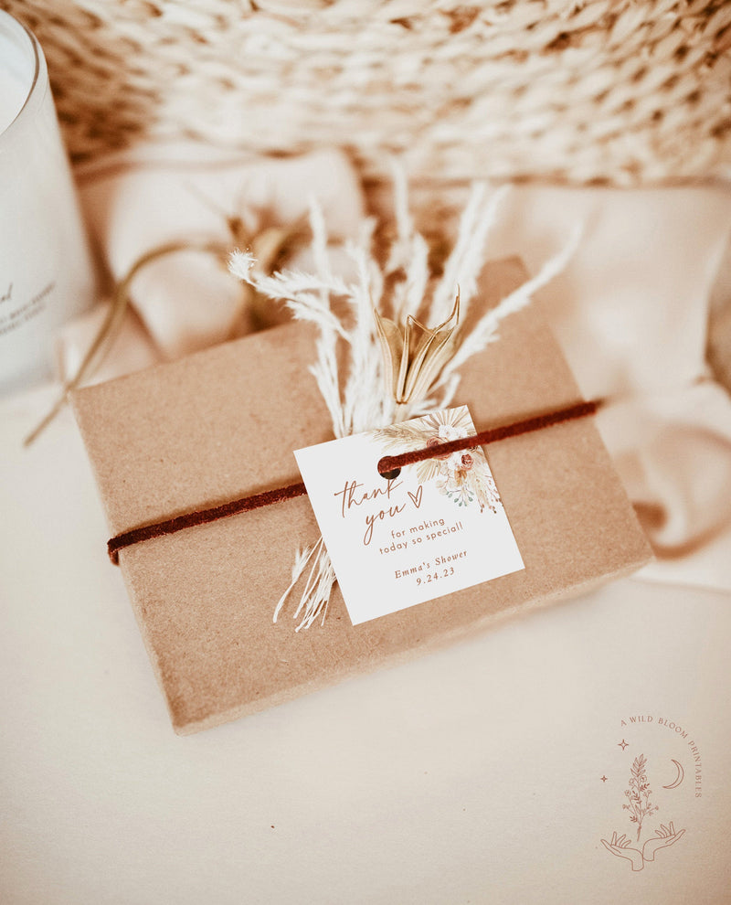Pampas Grass Favor Tag Template | Round Favor Tags 